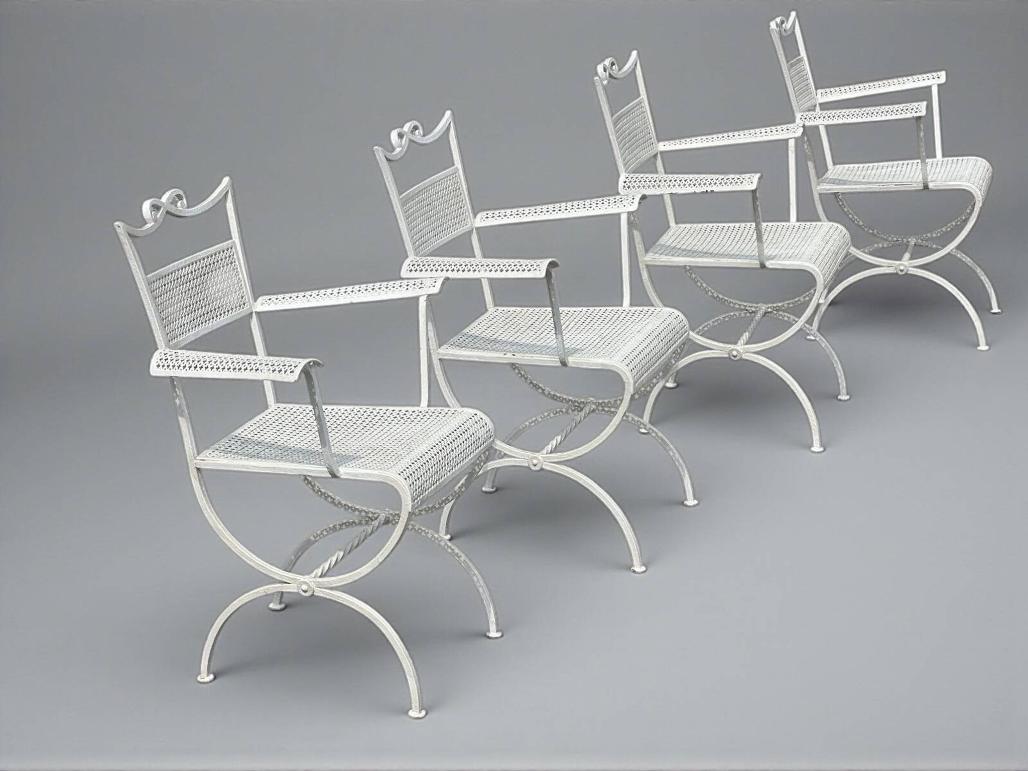 Ensemble de jardin  Maison Jansen en fer forgé  1960