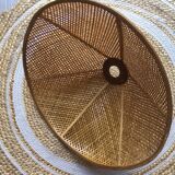 Large pendant light / lampshade in woven blond wicker
