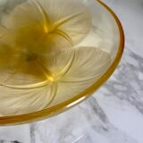 Lalique - coupe tripode volubilis jaune ambrée