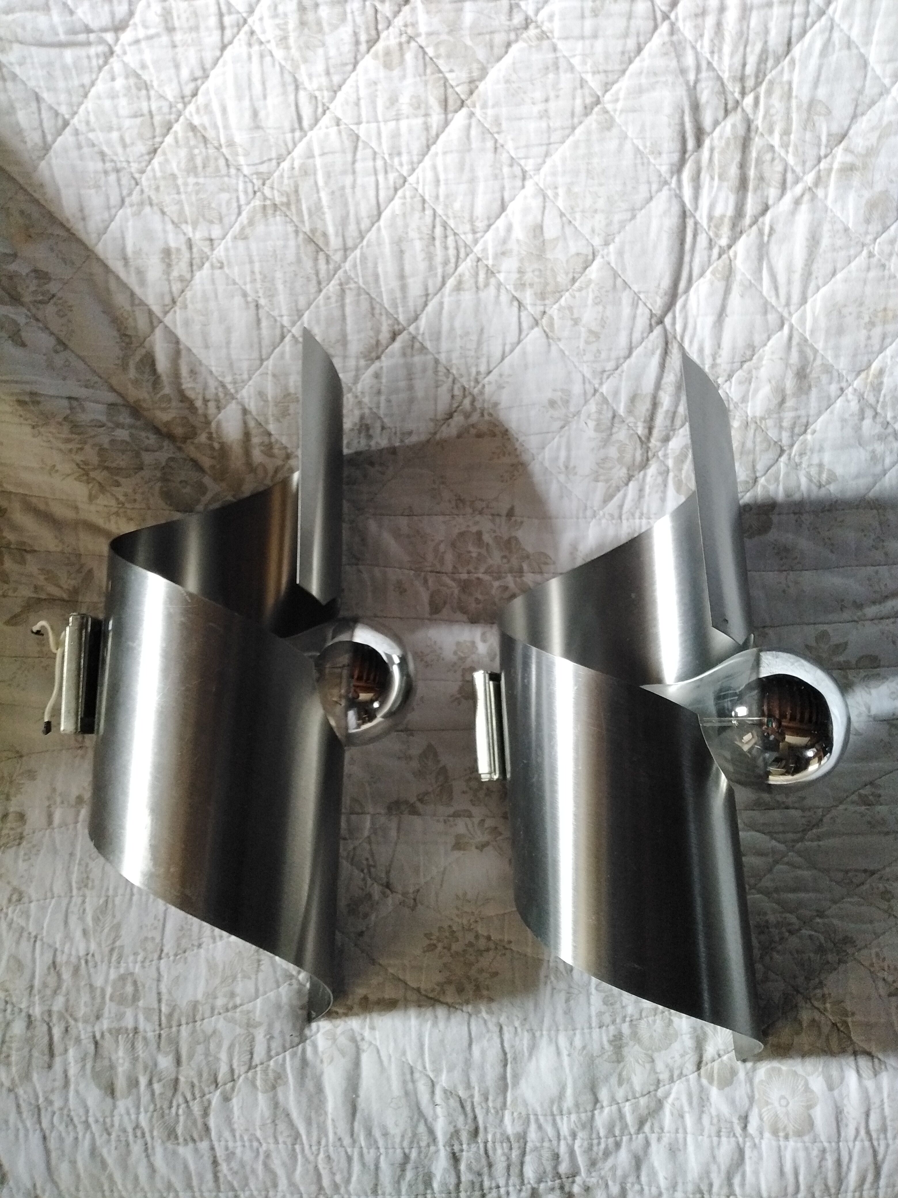 Pair vintage wall lamps space age