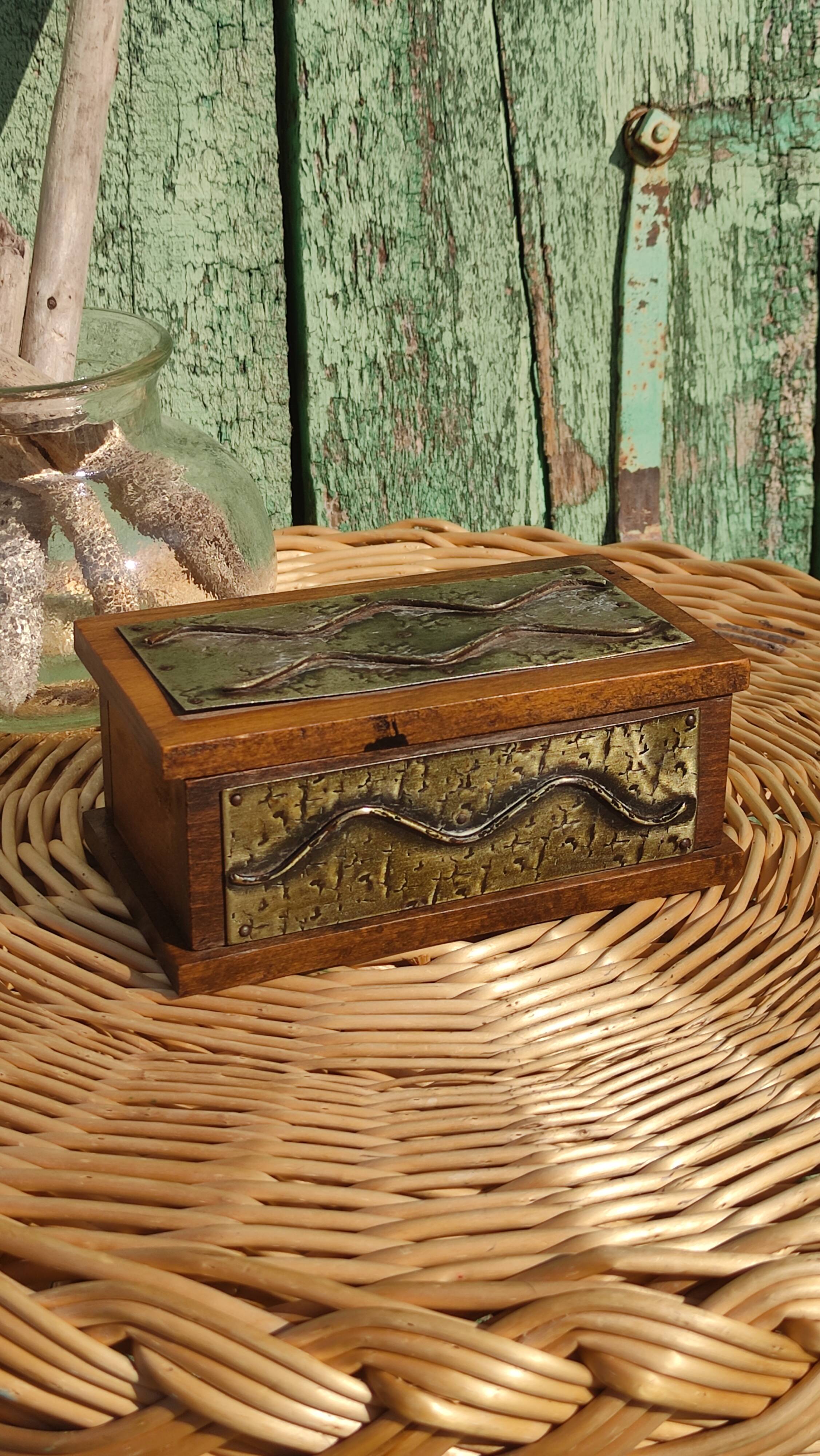 Vintage wooden and metal box