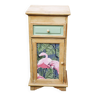 Old bedside table flamingo decor