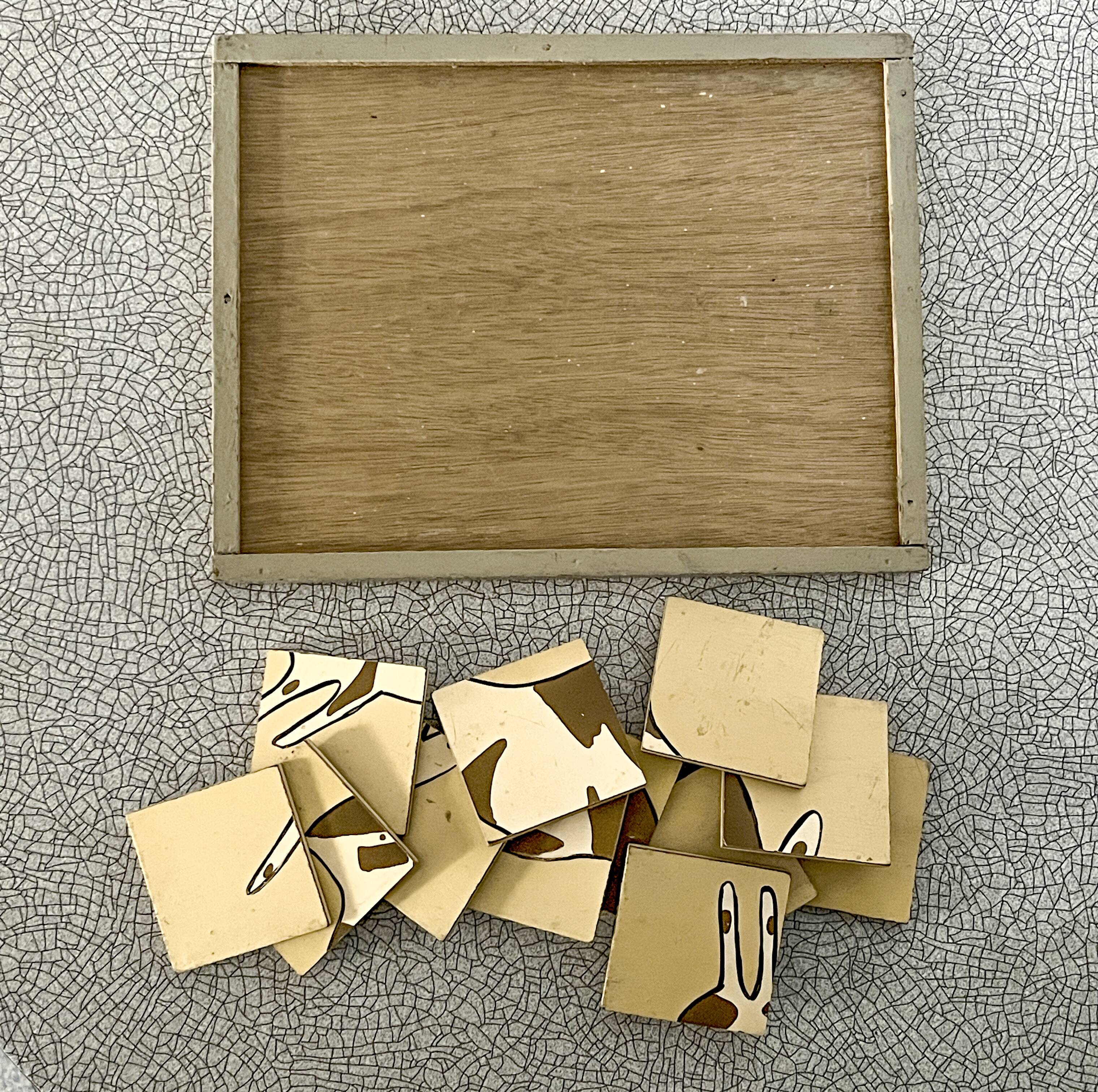 Wooden puzzle frame from the 1930s/40s depicting a rabbit
