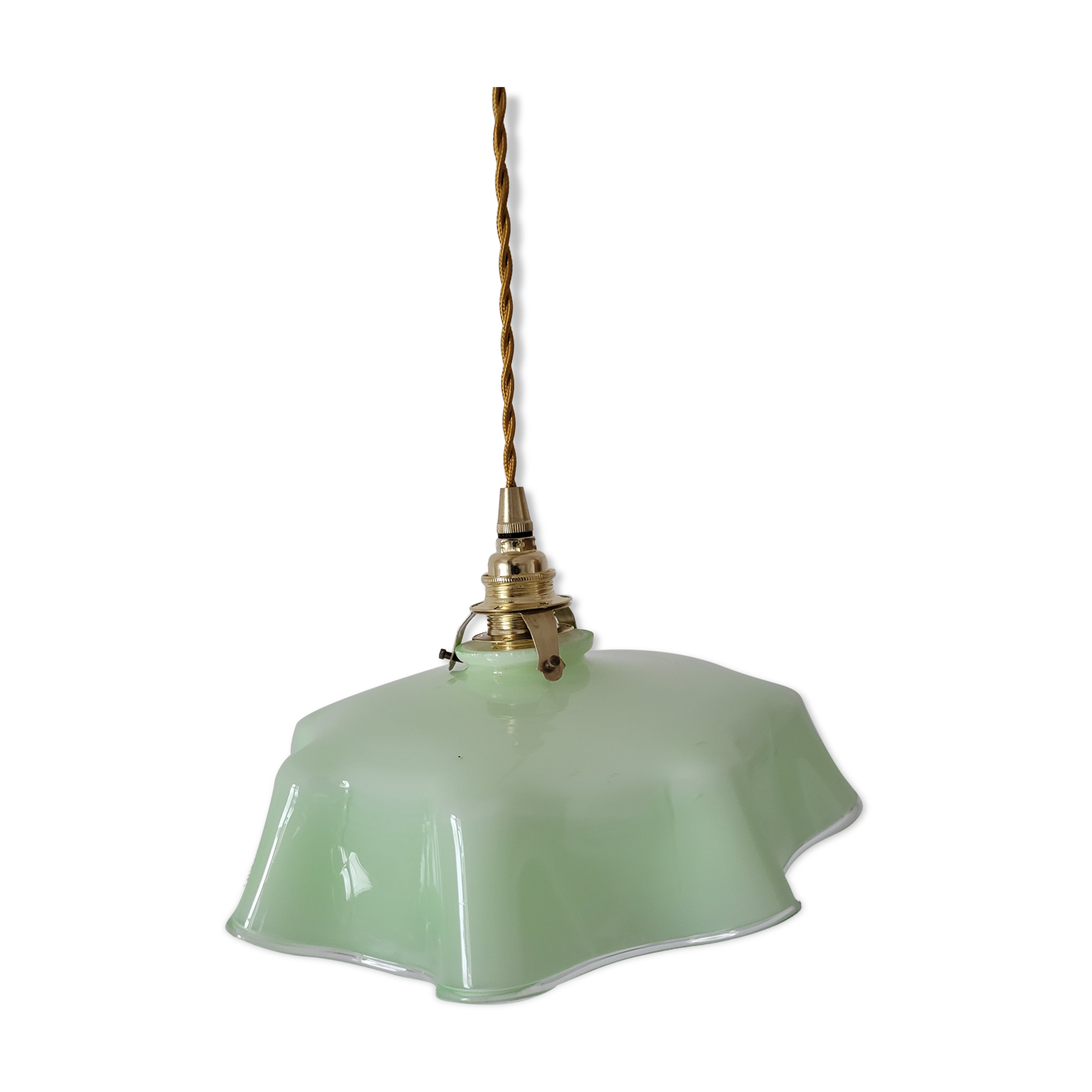 Pastel green draped opaline pendant lamp