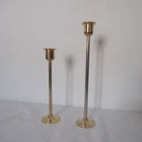 Duo of minimalist gold-plated candle holders