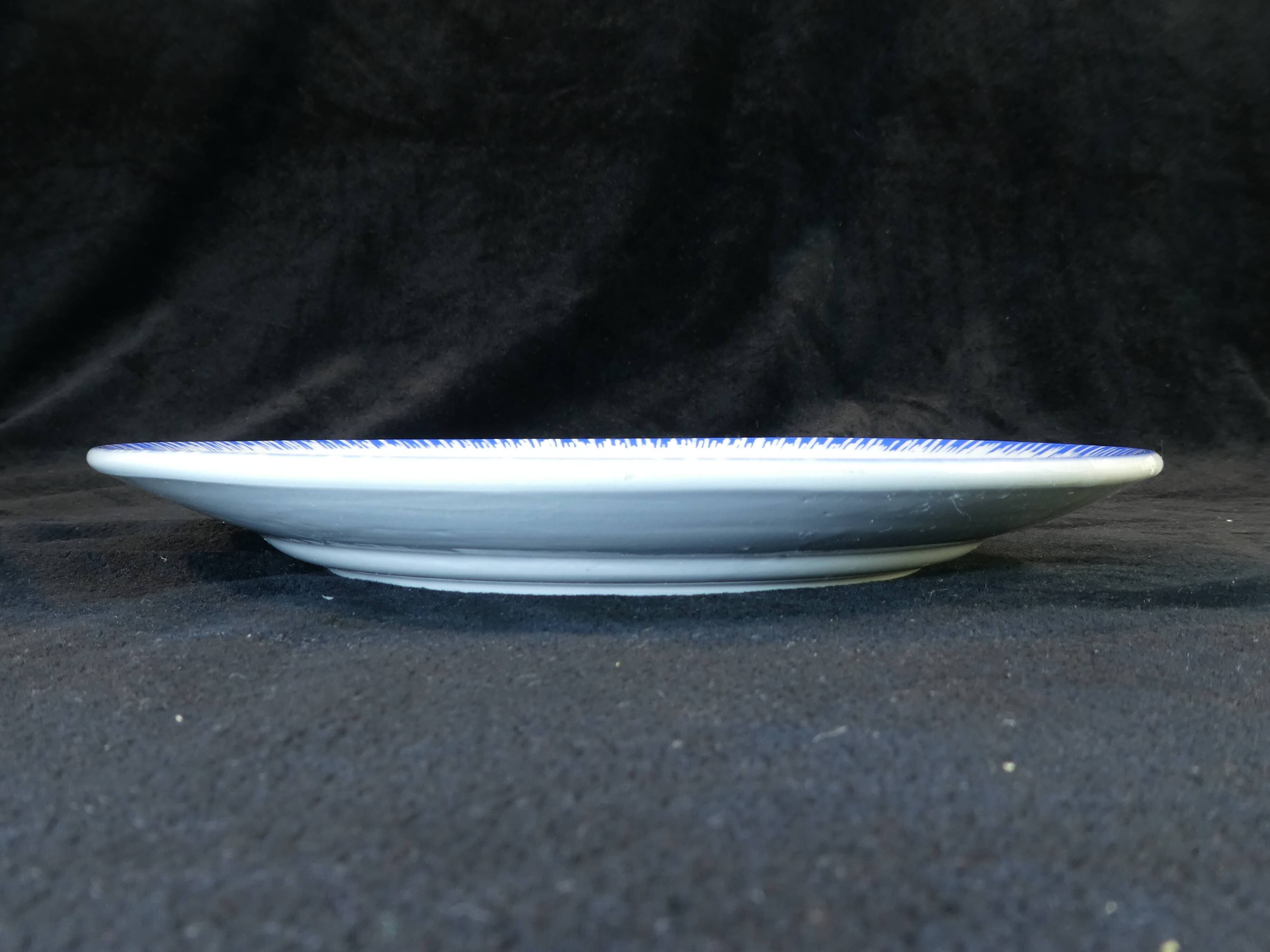 12 flat plates badonviller décor blue flower no digoin nº1