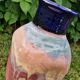 Large ceramic vase, mixed earths - signed - quadrilobed