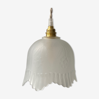 Etched opaque glass pendant light