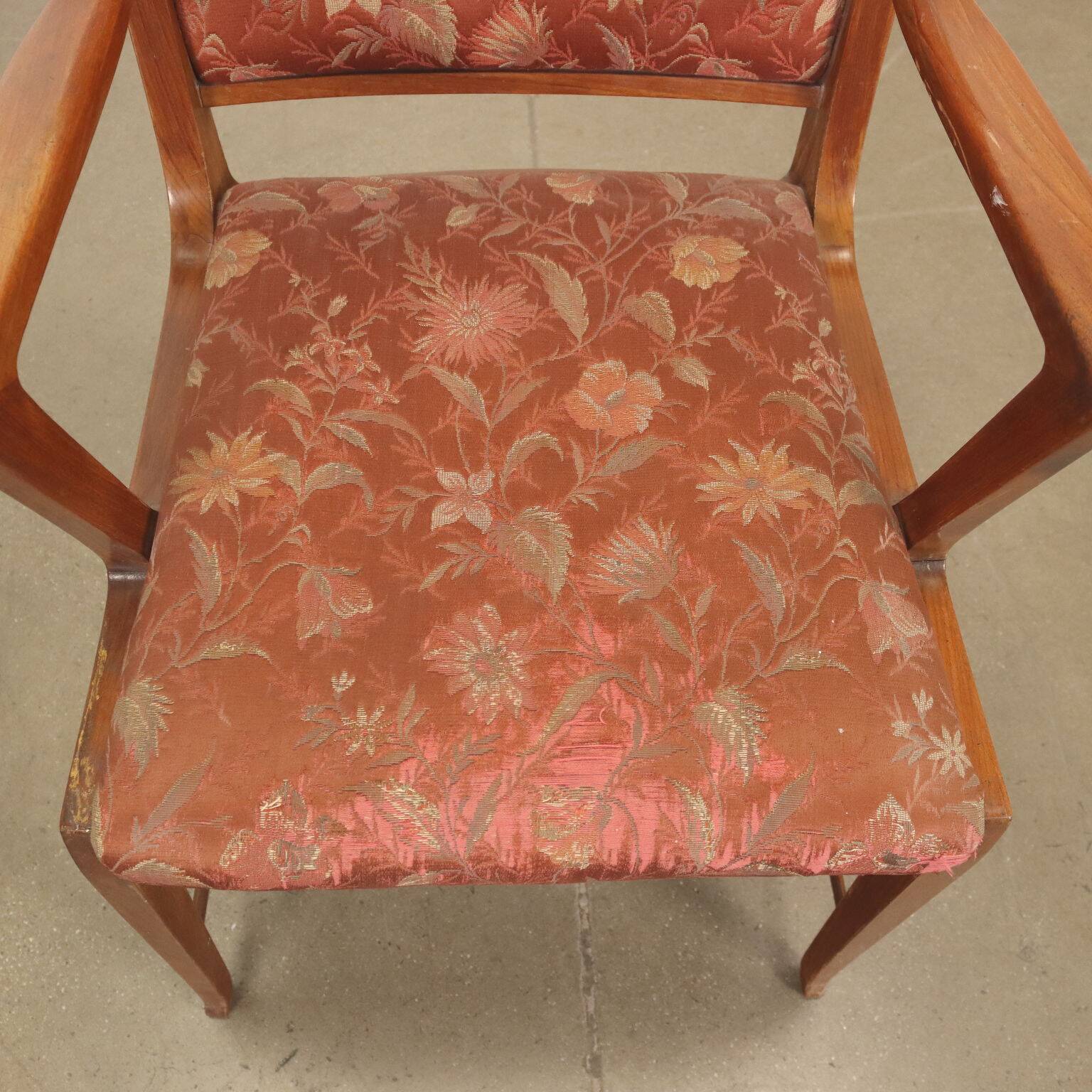 Vintage armchair in mahogany and fabric, design, Italy, 1950s