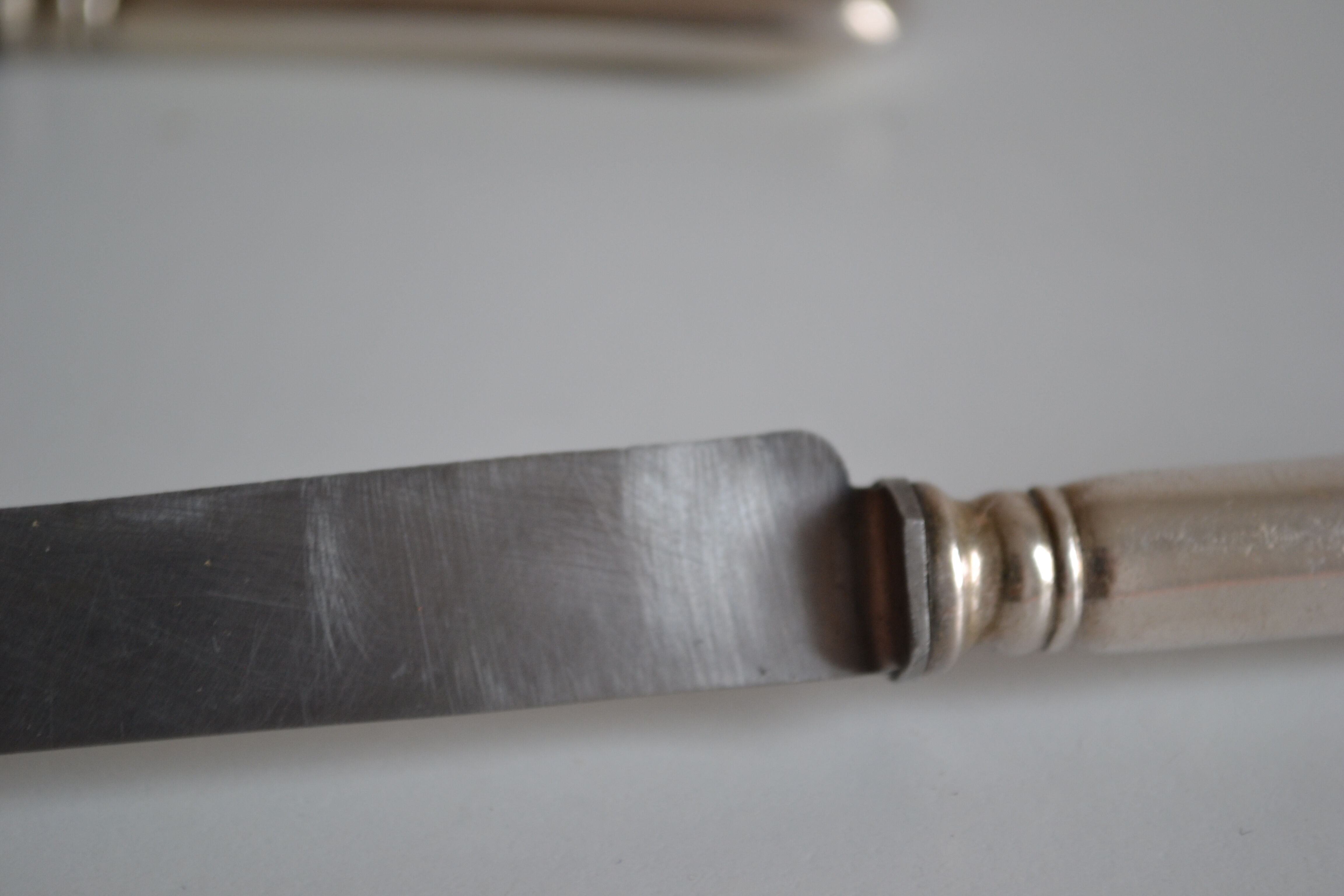 12 dessert knives old metal silver monogram