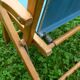 Petite chaise de jardin enfant, pliante, bois et toile, vintage 60s.