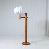 Modern sculptural Scandinavian floor lamp in pine by Uno Kristiansson, Sweden 1970s