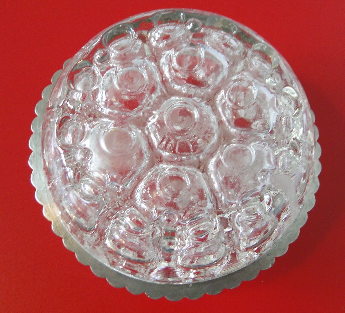 Glass flower pick press 19 holes circle of a small crown in tin