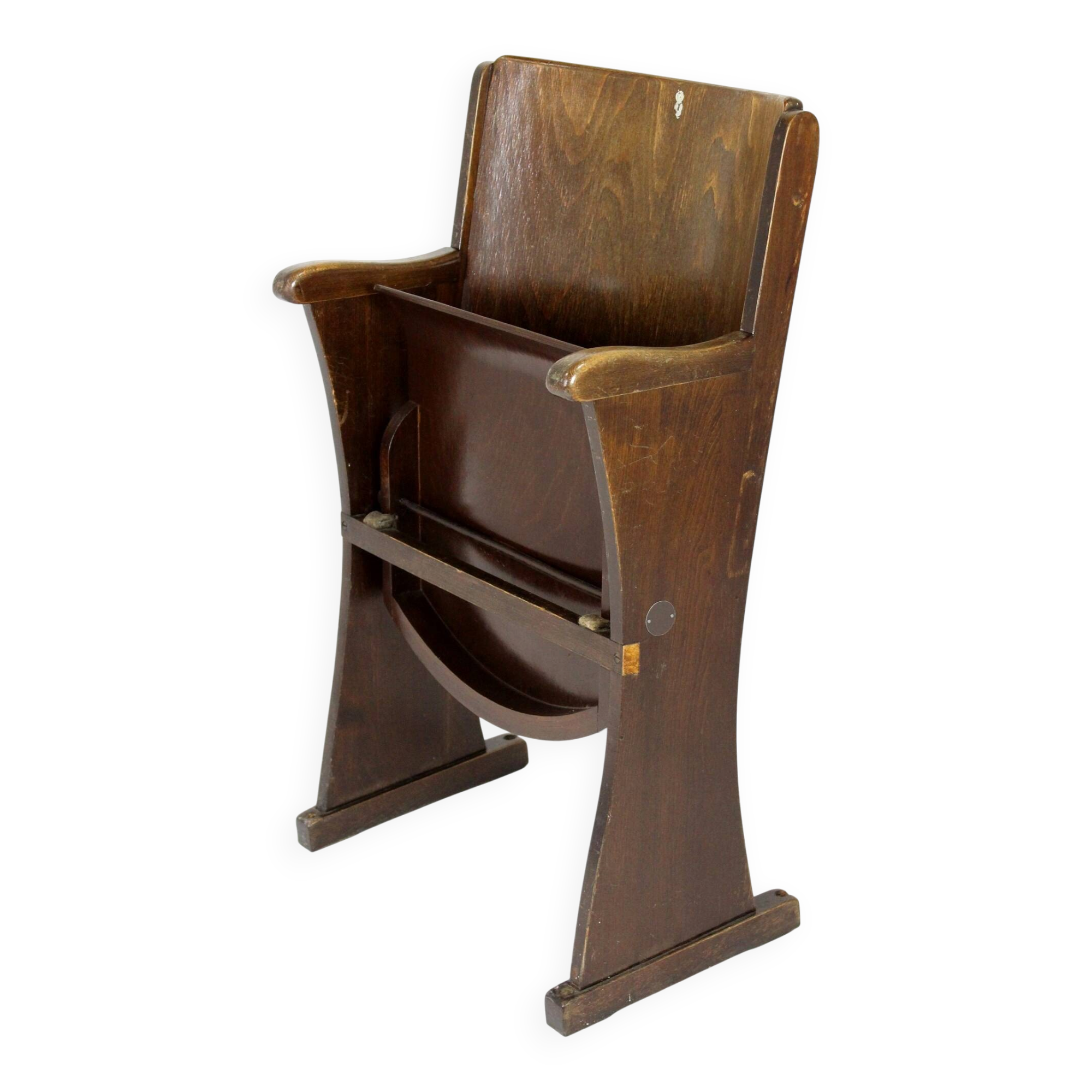 Vintage Cinema Chair TON (Thonet), 1940s Czech, Wooden Theatre Seat