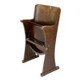 Vintage Cinema Chair TON (Thonet), 1940s Czech, Wooden Theatre Seat