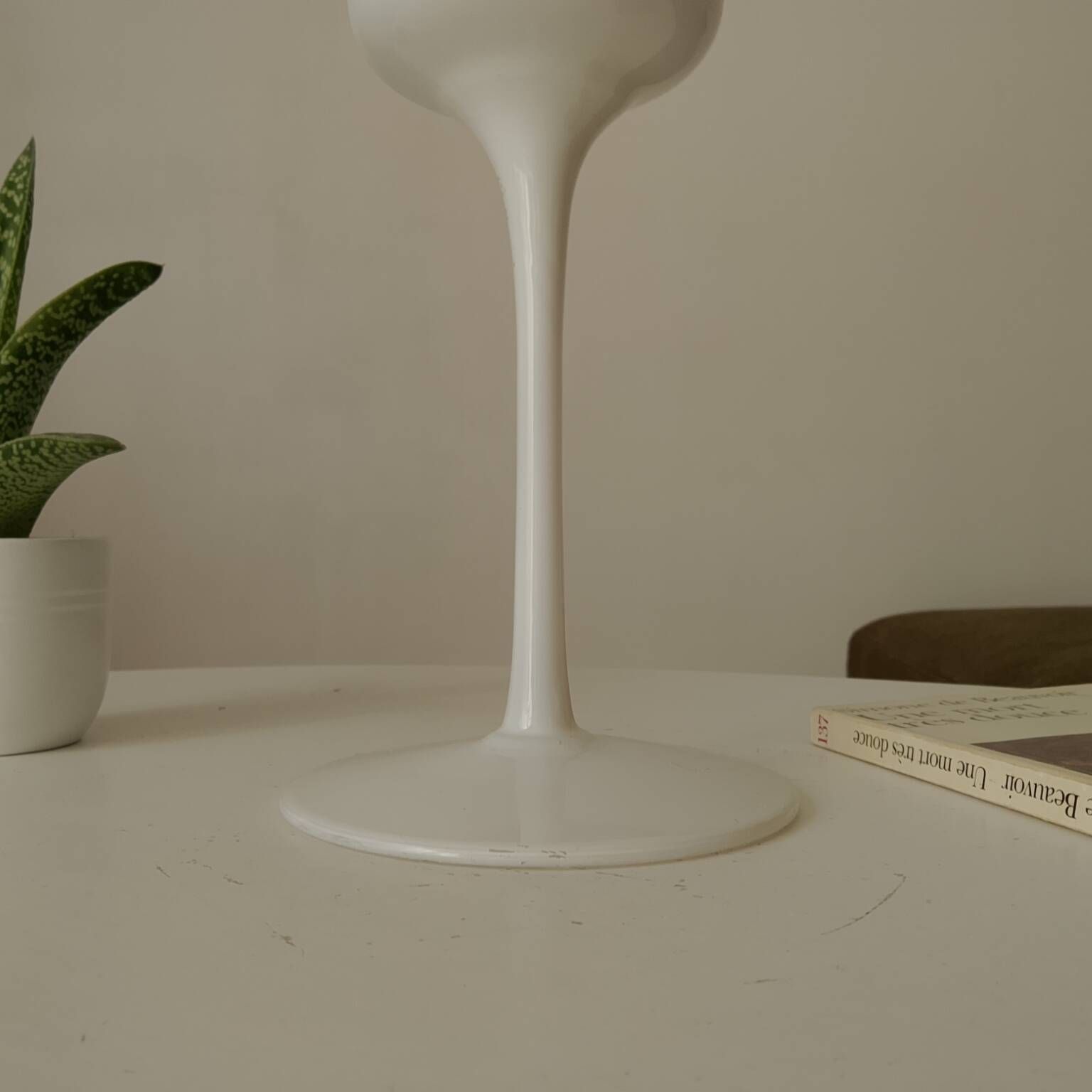 Vintage Scandinavian Ikea candlestick in Opaline.