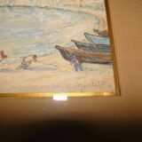 Pastel Michel Gastaldi vue de Cannes les pêcheurs