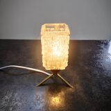 Lampe à poser tripode globe rectangle verre epais 100% 1970 vintage