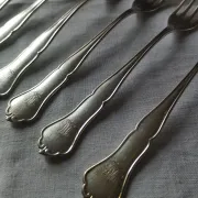 8 small numbered silver-plated forks Sorsakoski