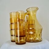 Carafe service and 15 vintage glasses