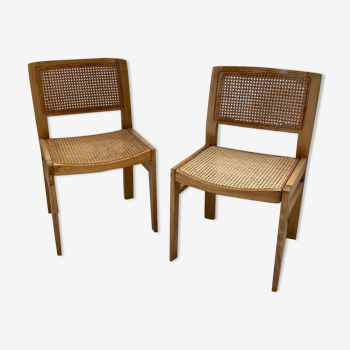 Pair of Baumann chairs beech and cannage