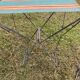 Tabouret pliant camping vintage , toile rayée