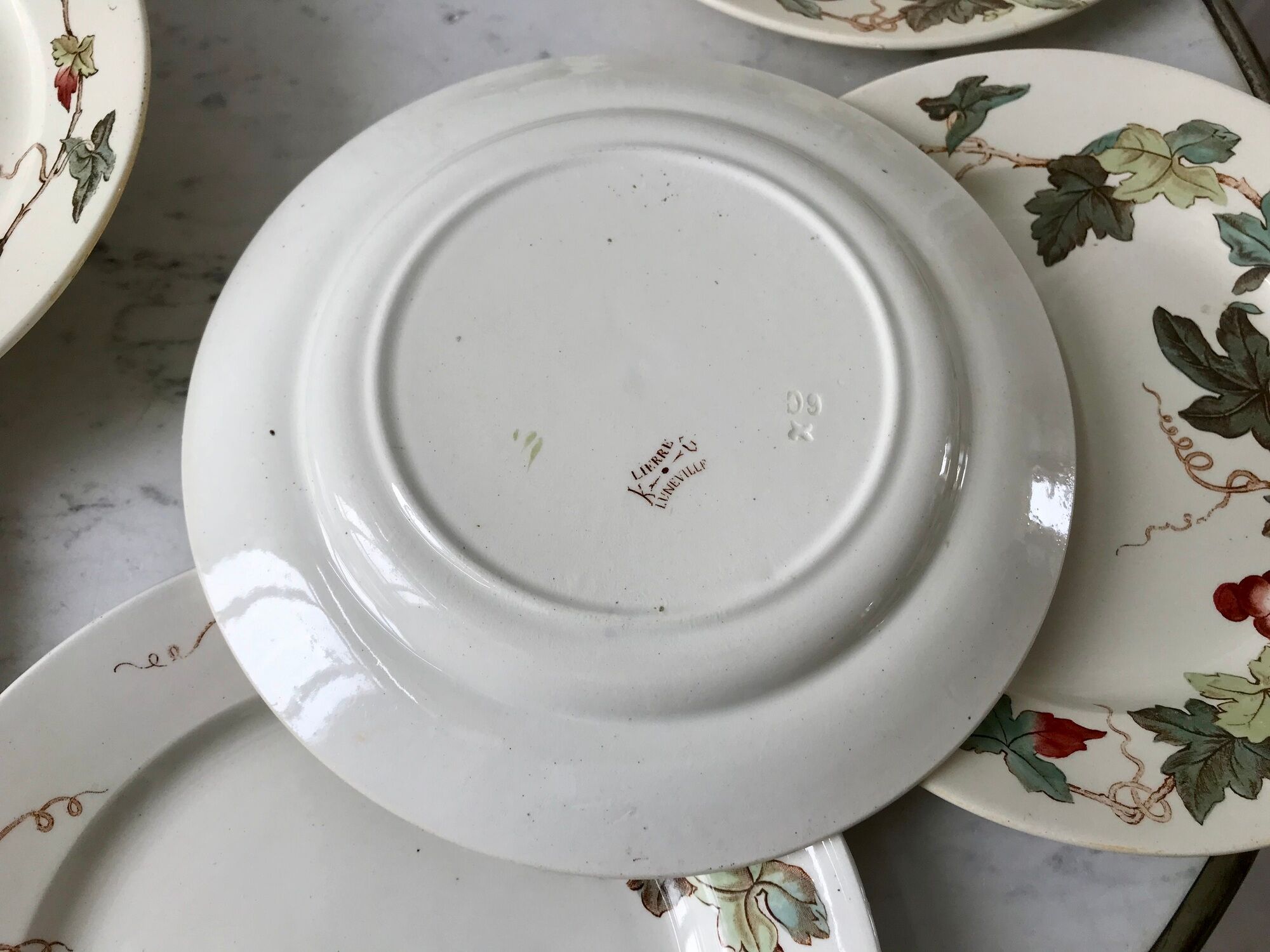 set of 8 dessert plates Terre de Fer Lunéville model Lier XIXth