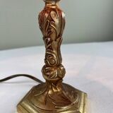 Brass and velvet lamp