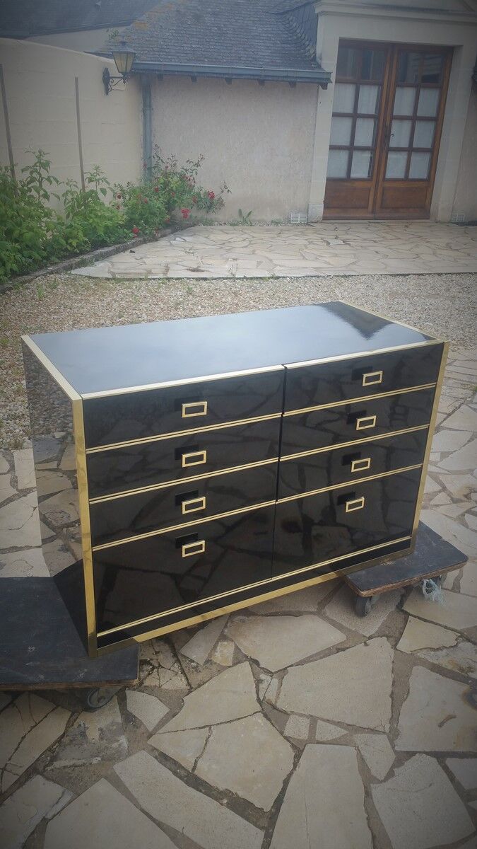 Commode Roche Bobois vintage laqué noir