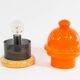 Vintage table lamp in orange glass and black perforated metal 70s