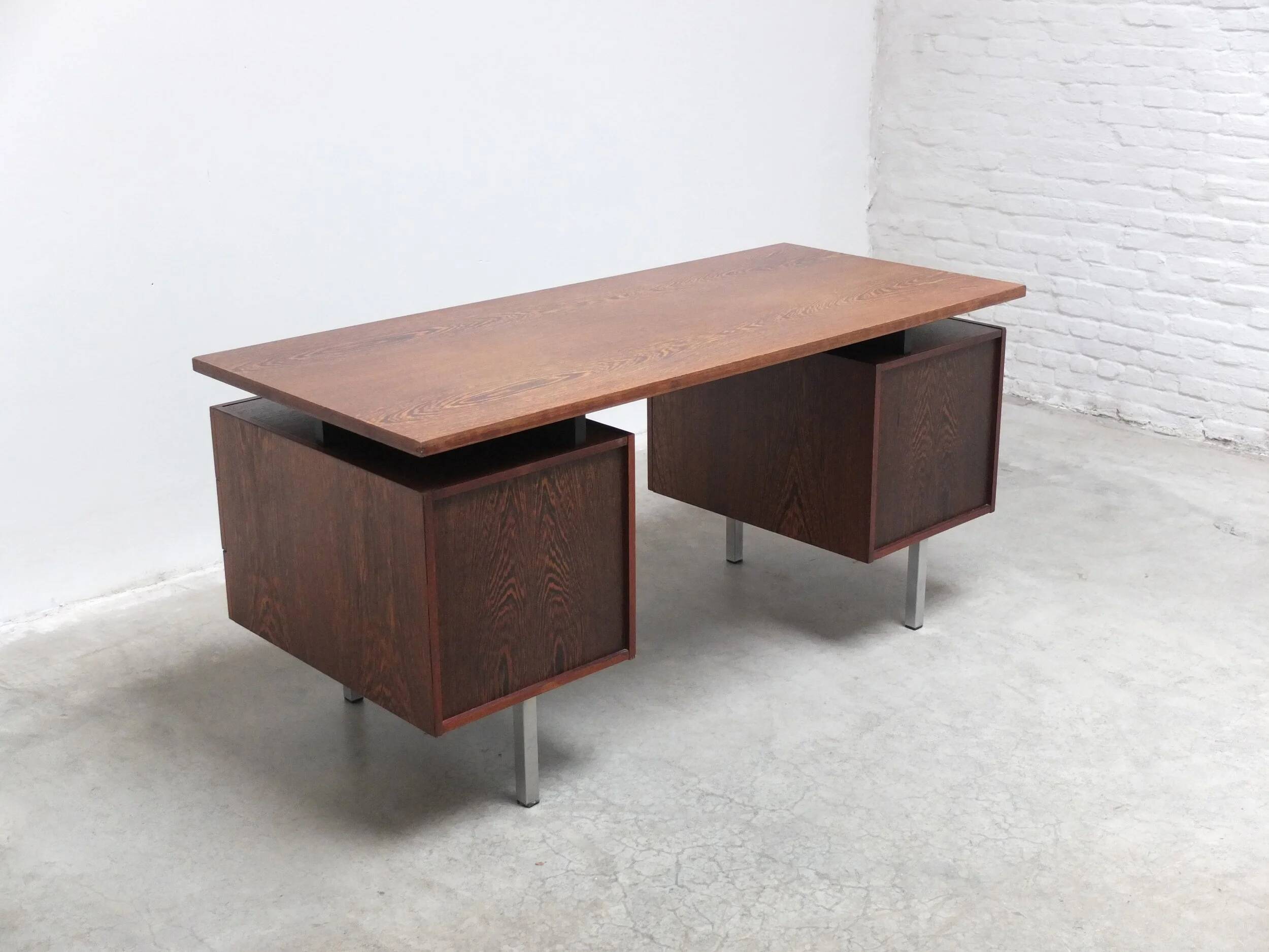 Freestanding modernist writing desk in wengé, 1960s