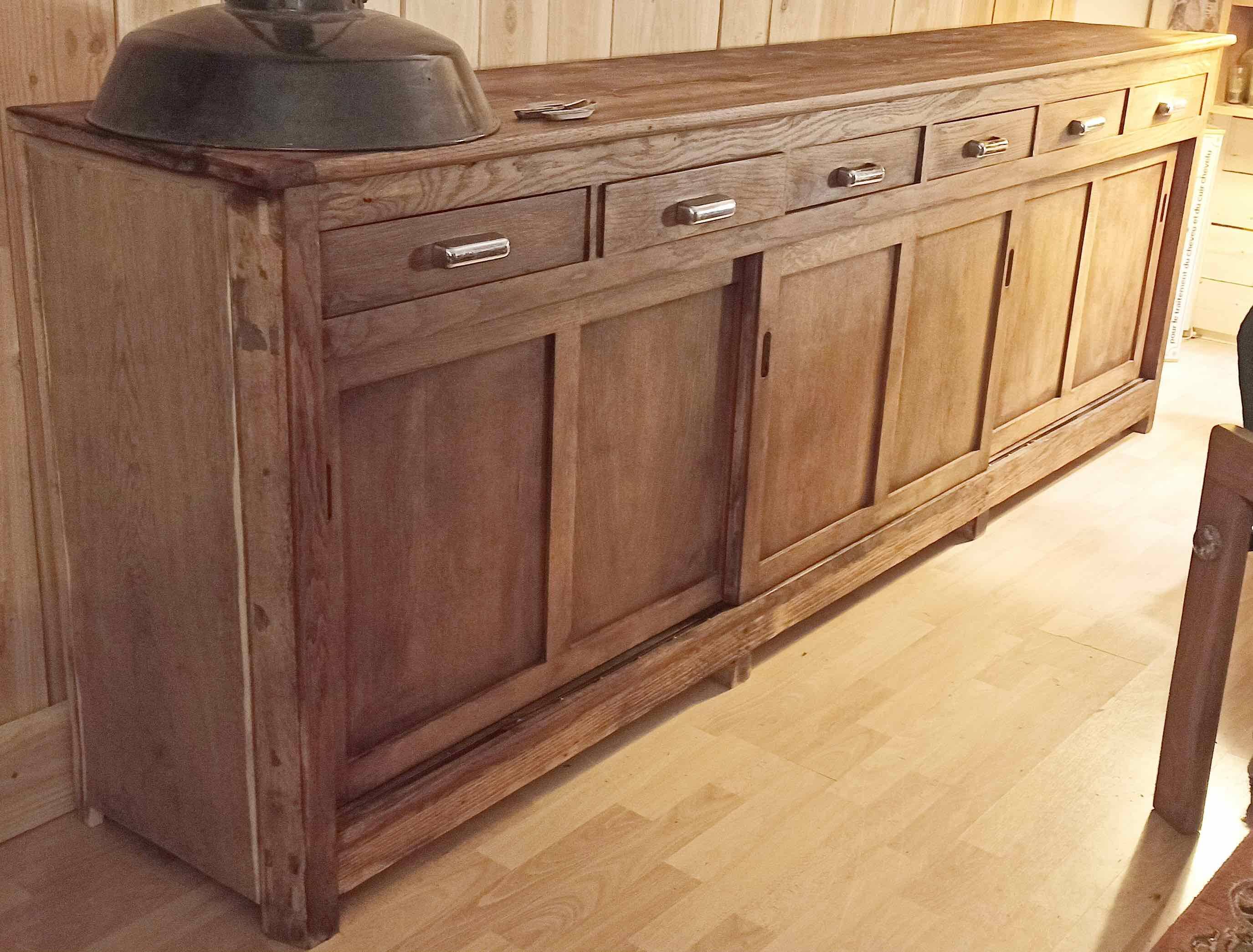 Old pharmacy cabinet from the 1950s width 263 cm