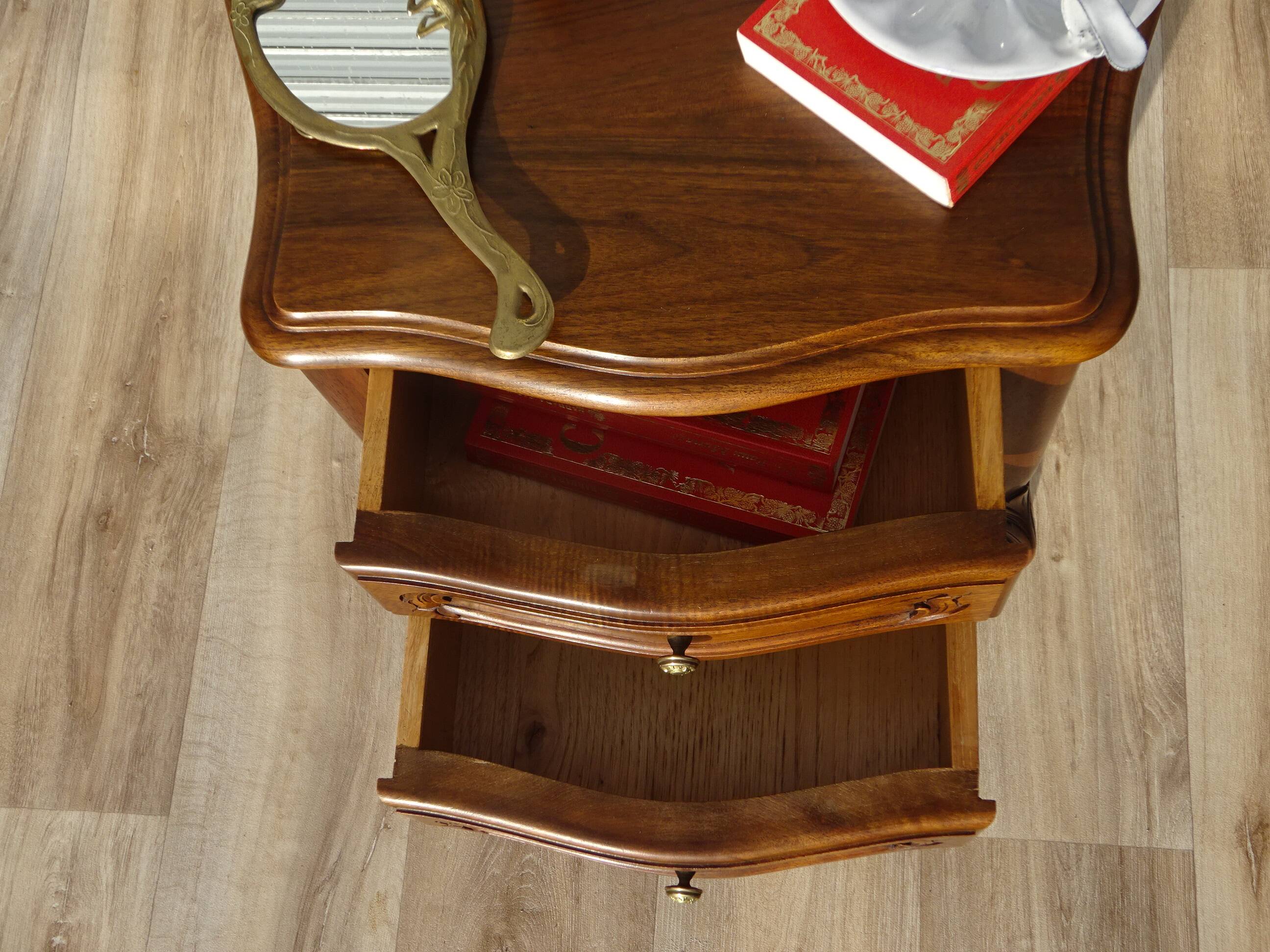 Small walnut bedside table in Louis XV style.