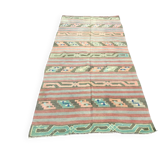 Tapis Kilim tribal Oushak à rayures, tissé à la main
