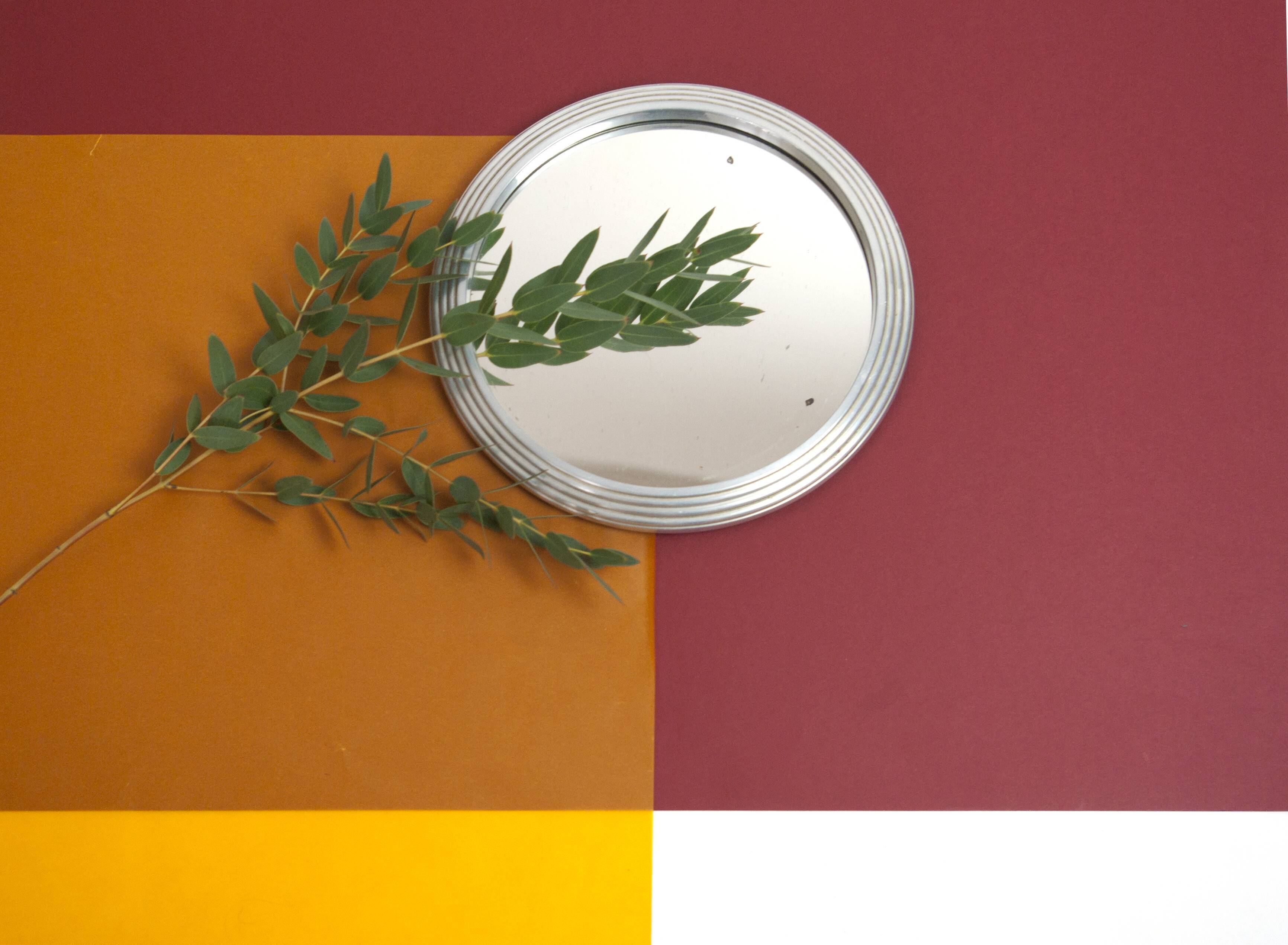 Round mirror to ask grooved stainless on board made in france 50 years