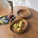 Round rattan and brass trays 1970 by Gabriella Crespi