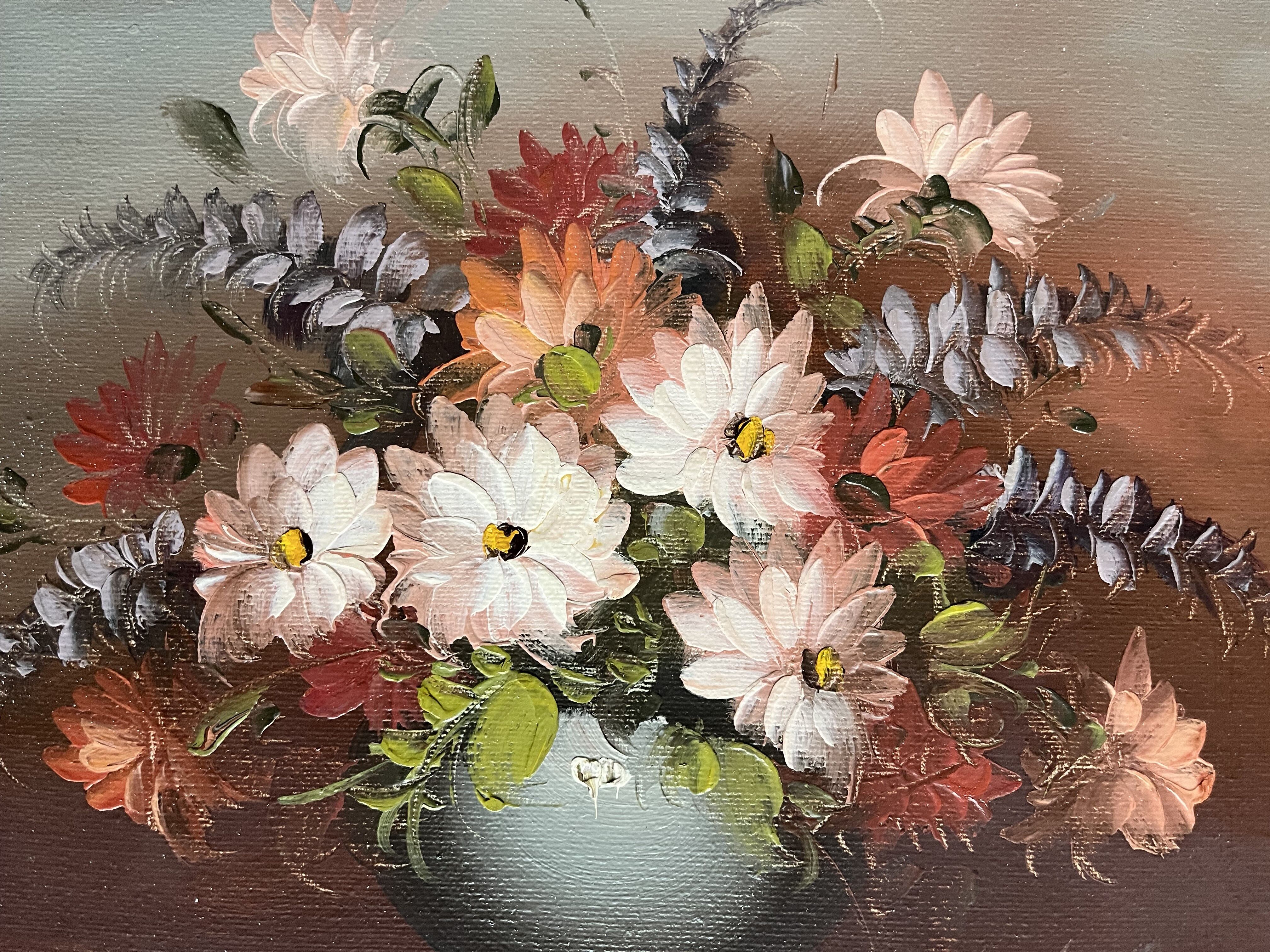 Oil on canvas still life with flowers