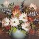 Oil on canvas still life with flowers