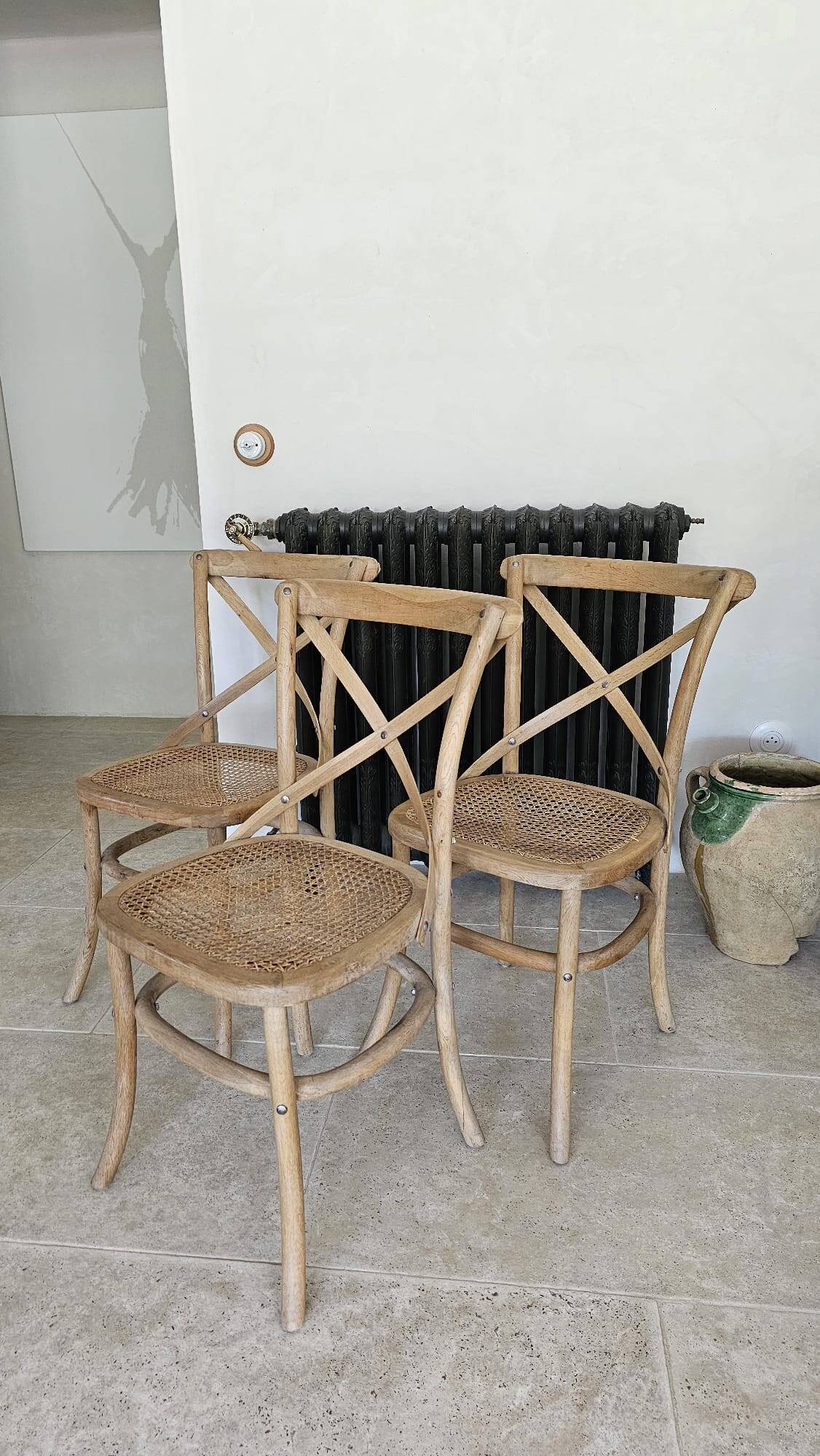 3 cane bistro chairs