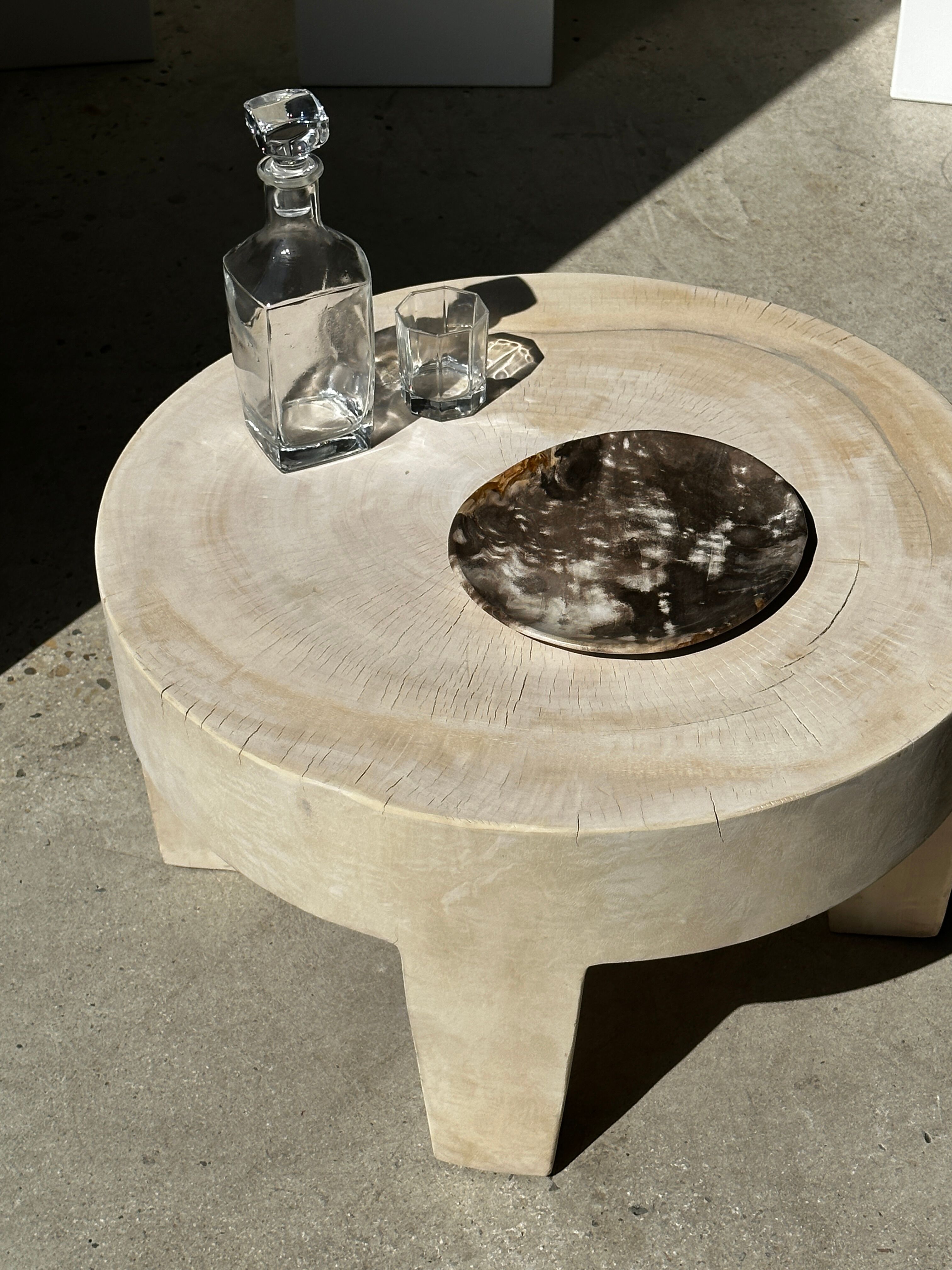 Dish in petrified wood