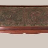 Chinese coffee table 1950 teak and painted parchment
