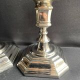 Pair of candlesticks in silver metal regency style