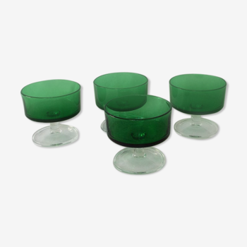 Set de 4 verres Luminarc des années 70 vert émeraude