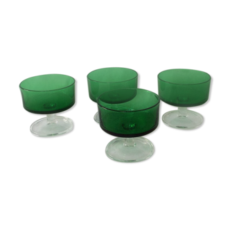 Set of 4 Luminarc glasses from the 70s emerald green