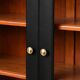 Renovated black antique Louis XVI style display cabinet, glass-fronted bookcase.