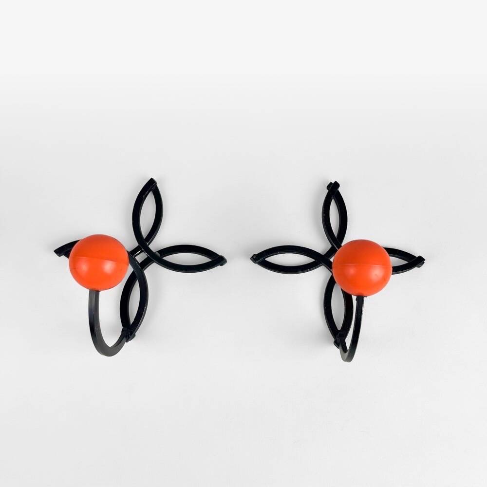 Duo de patères boule et fleur années 70