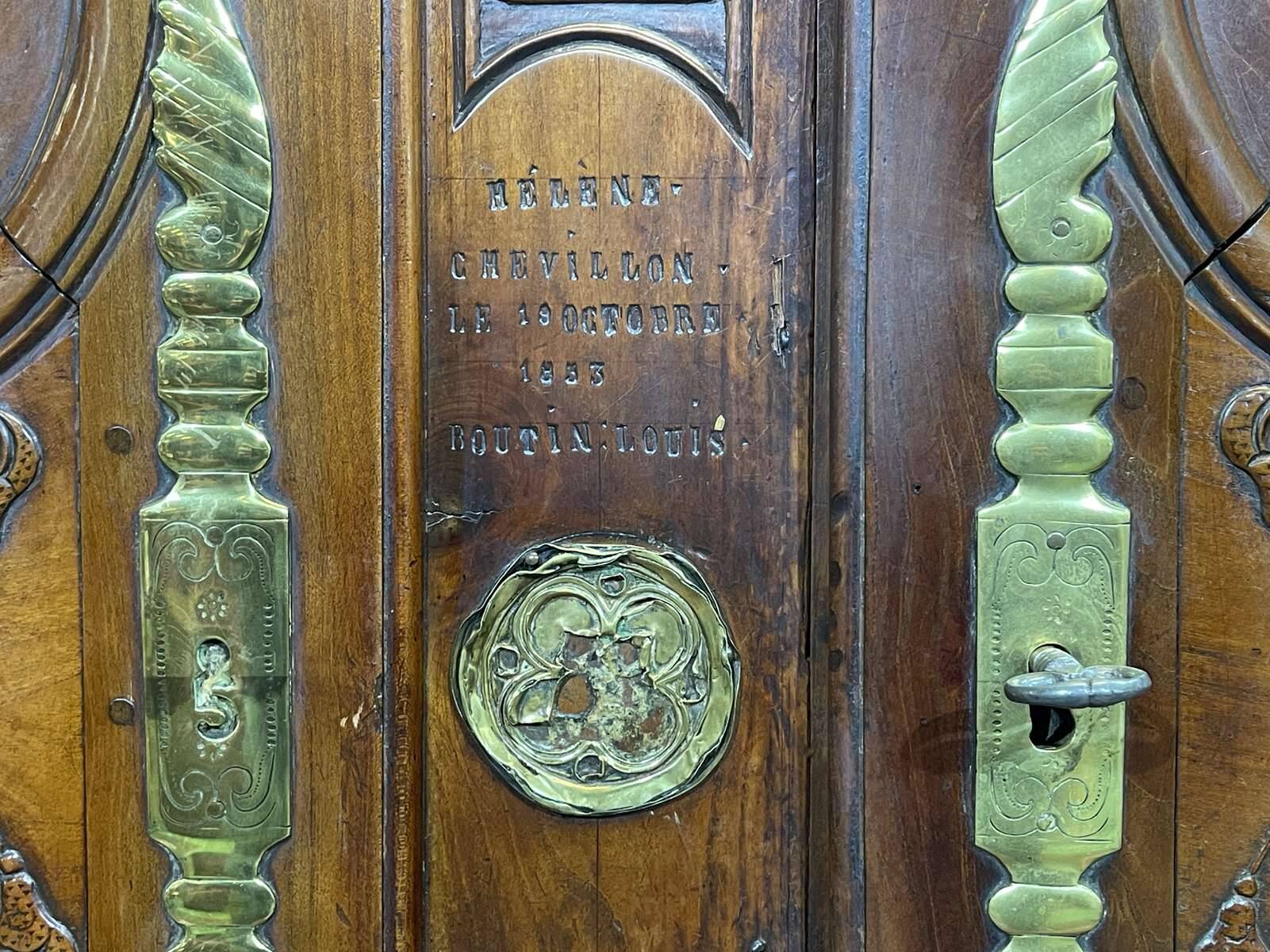 19th-century Rennes wardrobe in cherry wood signed Louis Boutin
