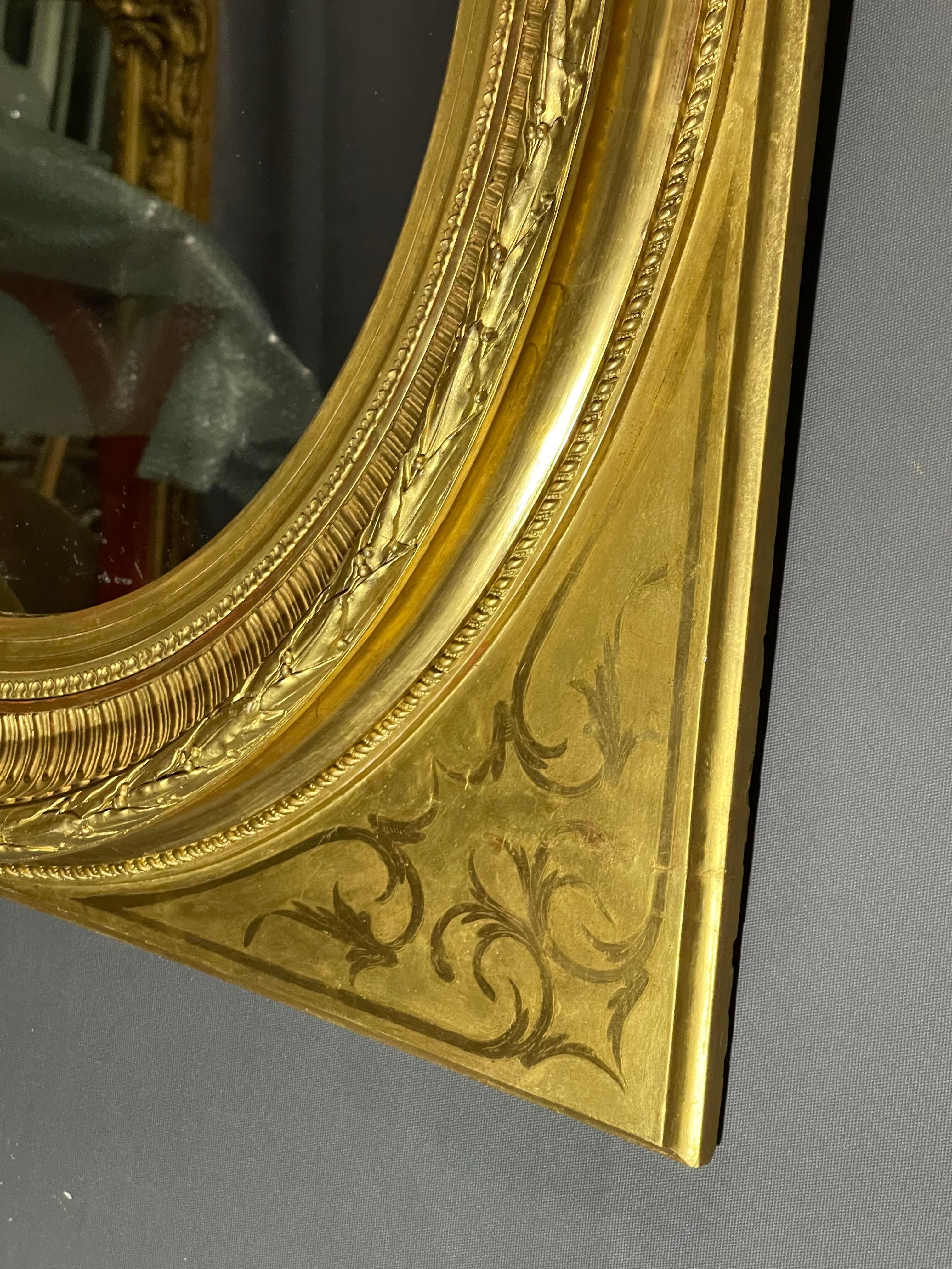 Miroir h88 x76 cm époque napoléon iii doute feuille d’or bon état