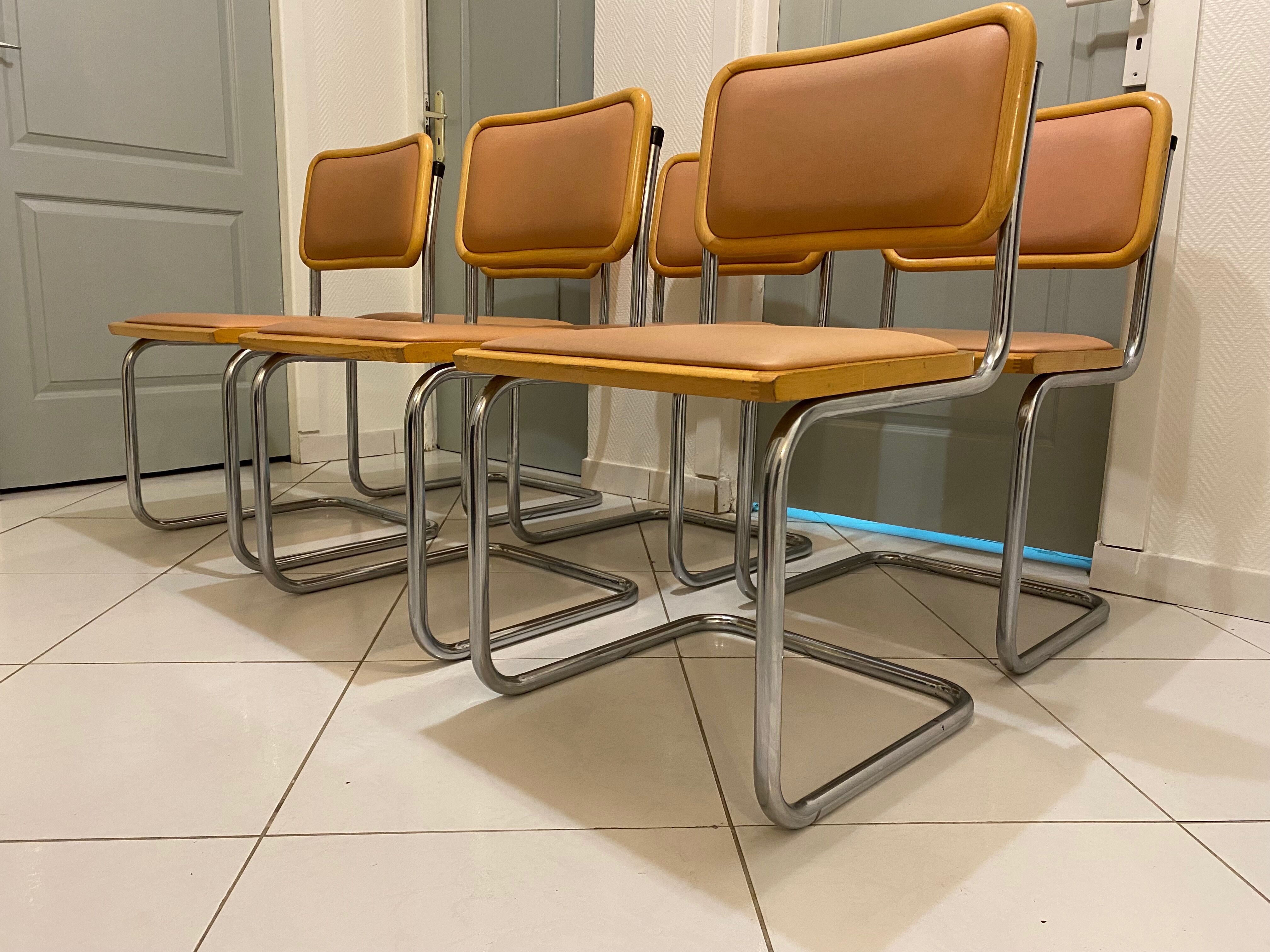 set of 6 chairs by Marcel Breuer Cesca B32 skaï 1960