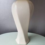 Vintage ceramic table lamp with pleated lampshade 1980